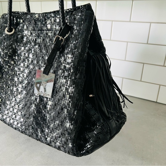 CALONGE Leather Tassel Woven Bag - Picture 7 of 15